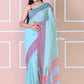 Very Much Indian Traditional Patteda Anchu Ilkal Handloom Saree - Sky Blue | Swadesiicart