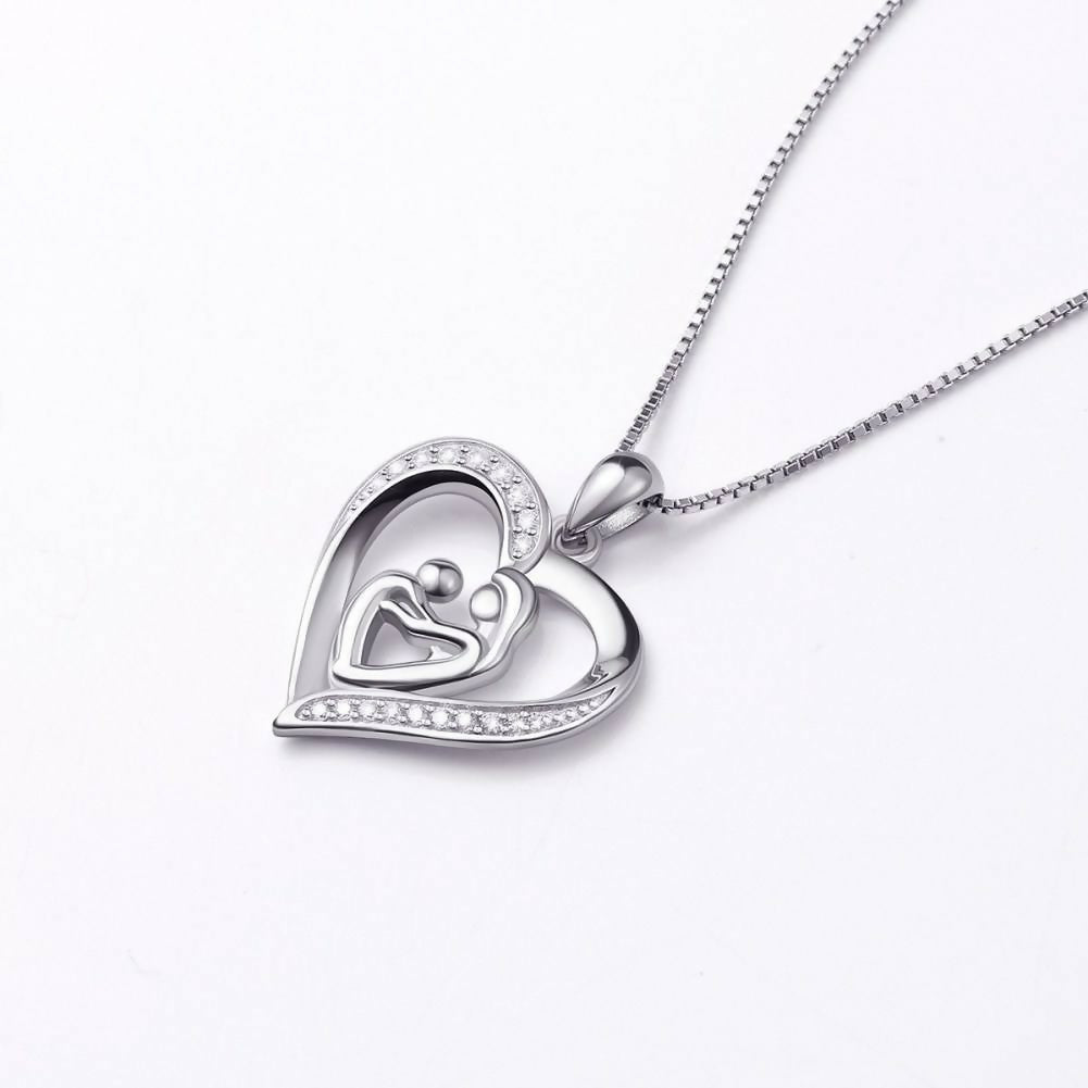 Cauer Elegant 14K White Gold Plated Moissanite Pendant Necklace | Swadesiicart