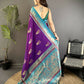Joban Fashion Purple Banarasi Soft Silk Peacock Butta Work Saree | Swadesiicart