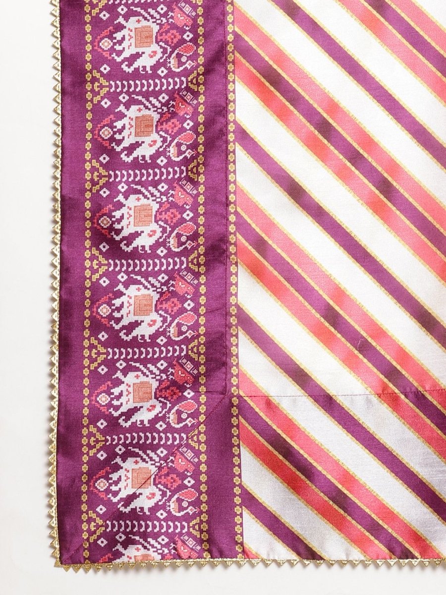 Ahalyaa Women's Purple Poly Silk Solid Kurta Palazzo Set With Dupatta | Swadesiicart