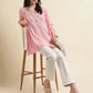 Pink Viscose Rayon Yoke Embroidered A-line Top - Tarini - Swadesiicart