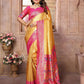 Aastha Fashion Yellow Banarasi Tissue Silk Weaving Saree