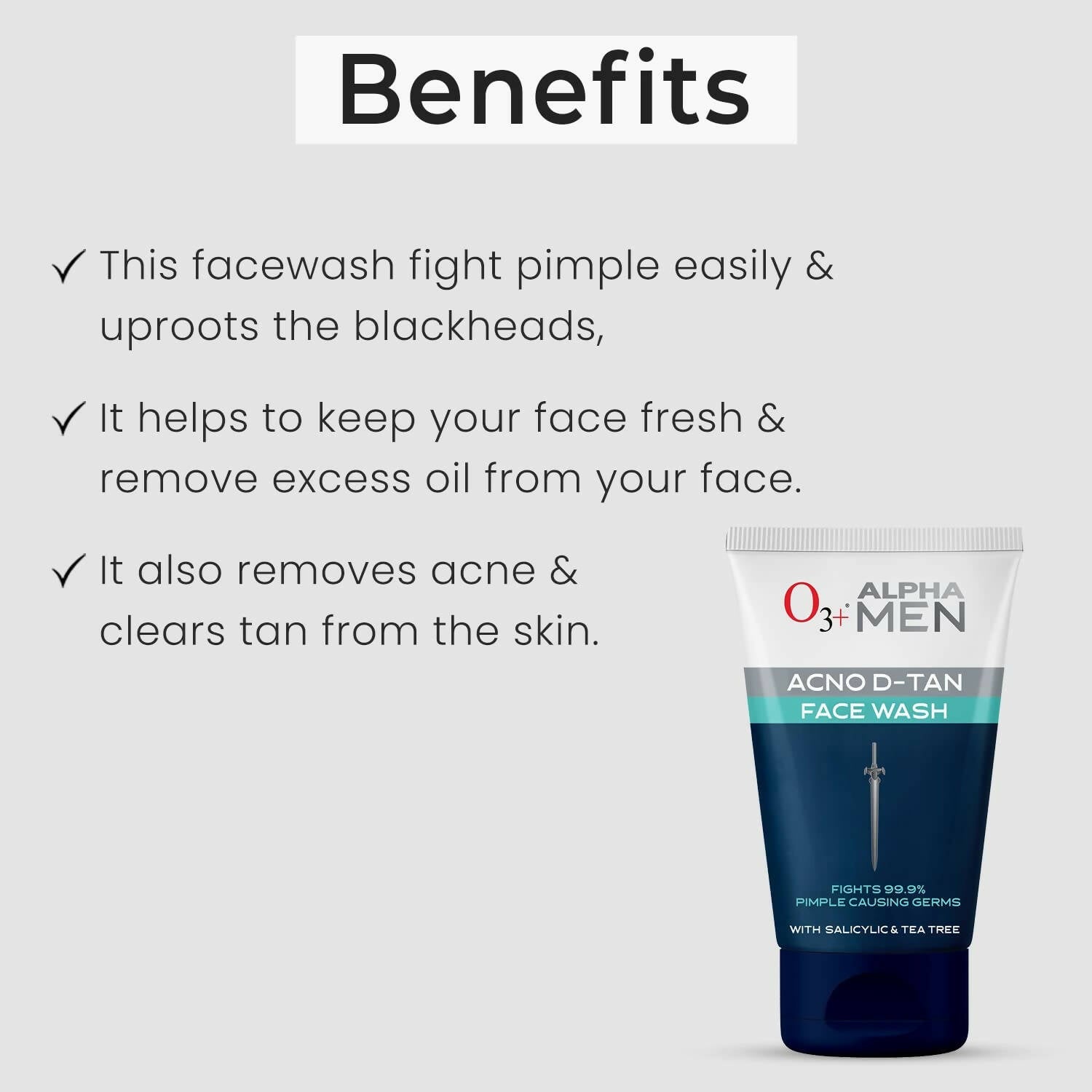Professional O3+ Alpha Men Acno D-TAN Face Wash with Tea Tree - Swadesiicart