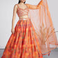 House of Panchhi Orange colour Organza Treditional design digital print Semi-Stitched Lehenga choli & Dupatta | Swadesiicart