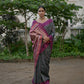 Vishnu Weaves Women's Grey Raw Silk Saree with Blouse - Swadesiicart