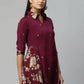 Ahalyaa Women Wine Crepe Printed Tunic | Swadesiicart