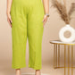 Janasya Regular Jacquard Lime Green Self Design Round Neck Co-Ords - Swadesiicart
