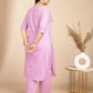 Janasya Straight Jacquard Lavender Self Design Round Neck Co-Ords - Swadesiicart