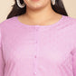 Janasya Straight Jacquard Lavender Self Design Round Neck Co-Ords - Swadesiicart
