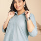 Janasya A-Line Jacquard Light Blue N/A Collar Co-Ords - Swadesiicart