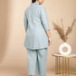 Janasya A-Line Jacquard Light Blue N/A Collar Co-Ords - Swadesiicart