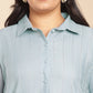 Janasya A-Line Jacquard Light Blue N/A Collar Co-Ords - Swadesiicart
