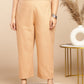 Janasya Pleated Jacquard Peach Self Design V-Neck Co-Ords - Swadesiicart