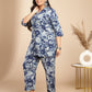 Janasya Dark Cotton Floral A-Line Top & Bottom Set | Swadesiicart