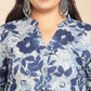 Janasya Dark Cotton Floral A-Line Top & Bottom Set | Swadesiicart