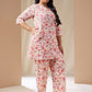 Janasya A-Line Cambric Cream Floral Notch Neck Co-Ords - Swadesiicart