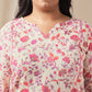 Janasya A-Line Cambric Cream Floral Notch Neck Co-Ords - Swadesiicart