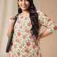 Janasya A-Line Cambric Off White Floral Round Neck Co-Ords - Swadesiicart