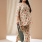 Janasya A-Line Cambric Off White Floral Round Neck Co-Ords - Swadesiicart