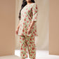 Janasya A-Line Cambric Off White Floral Round Neck Co-Ords - Swadesiicart