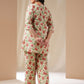 Janasya A-Line Cambric Off White Floral Round Neck Co-Ords - Swadesiicart
