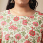 Janasya A-Line Cambric Off White Floral Round Neck Co-Ords - Swadesiicart