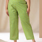 Janasya A-Line Cambric Lime Green Ethnic Motifs Band Collar Co-Ords - Swadesiicart