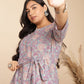 Janasya A-Line Cambric Grey - V-Neck Co-Ords - Swadesiicart