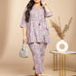Janasya A-Line Cambric Grey - V-Neck Co-Ords - Swadesiicart