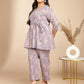 Janasya A-Line Cambric Grey - V-Neck Co-Ords - Swadesiicart