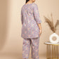 Janasya A-Line Cambric Grey - V-Neck Co-Ords - Swadesiicart
