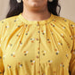 Janasya Regular Cambric Mustard Geometric Band Collar Co-Ords - Swadesiicart
