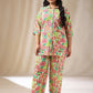 Janasya Regular Cambric Beige Floral Collar Co-Ords - Swadesiicart