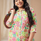 Janasya Regular Cambric Beige Floral Collar Co-Ords - Swadesiicart