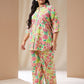 Janasya Regular Cambric Beige Floral Collar Co-Ords - Swadesiicart