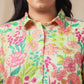 Janasya Regular Cambric Beige Floral Collar Co-Ords - Swadesiicart