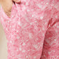 Janasya Straight Cambric Pink Floral V-Neck Set | Swadesiicart