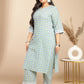 Janasya Regular Cotton Cambric Light Blue Floral Notch Neck Kurta Set | Swadesiicart