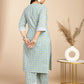 Janasya Regular Cotton Cambric Light Blue Floral Notch Neck Kurta Set | Swadesiicart