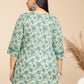 Janasya A-Line Cambric Sage Floral Round Neck Tunic | Swadesiicart