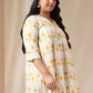 Janasya Pleated Cambric Off White Ikkat Notch Neck Tunic | Swadesiicart