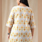 Janasya Pleated Cambric Off White Ikkat Notch Neck Tunic | Swadesiicart