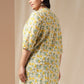 Janasya A-Line Cambric Off White Floral Band Collar Tunic | Swadesiicart