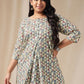 Janasya Regular Cambric Off White Gemometric Round Neck Tunic | Swadesiicart