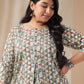Janasya Regular Cambric Off White Gemometric Round Neck Tunic | Swadesiicart