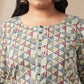 Janasya Regular Cambric Off White Gemometric Round Neck Tunic | Swadesiicart