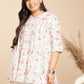 Janasya A-Line Cambric White Floral V-Neck Tunic | Swadesiicart