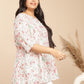 Janasya A-Line Cambric White Floral V-Neck Tunic | Swadesiicart