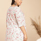 Janasya A-Line Cambric White Floral V-Neck Tunic | Swadesiicart
