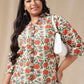 Janasya Regular Cambric Cream Floral Shirt Collar Tunic | Swadesiicart